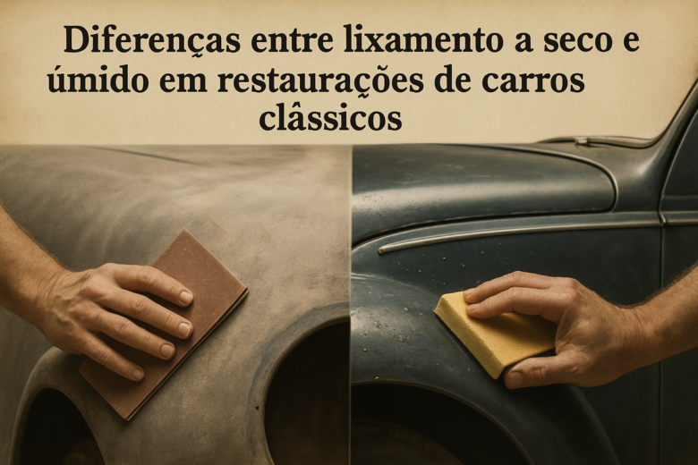 Diferenças entre lixamento a seco e úmido em restaurações de carros clássicos