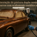 Restauração de pintura dupla camada em carros com acabamento metálico antigo