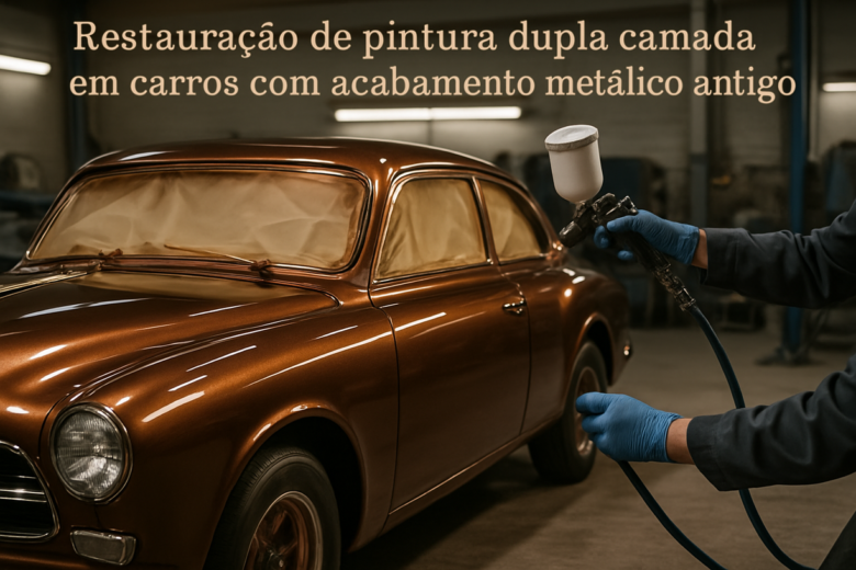 Restauração de pintura dupla camada em carros com acabamento metálico antigo